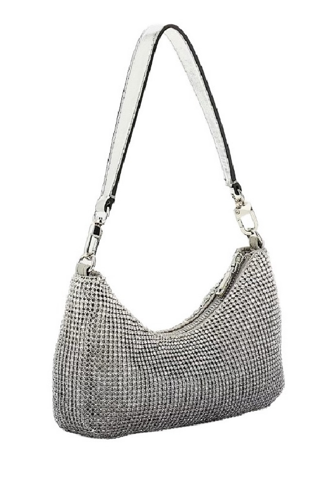 GUESS ZALINA MINI TOP ZIP SHLDR BAG ΤΣΑΝΤΑ ΓΥΝΑΙΚΕΙΑ SILVER