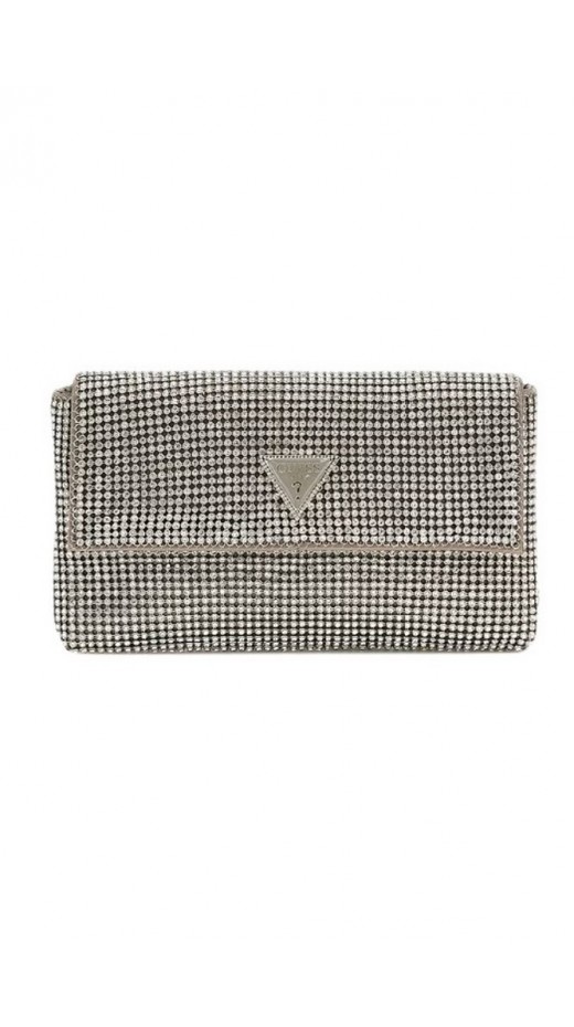 GUESS ZALINA FLAP CLUTCH ΤΣΑΝΤΑ ΓΥΝΑΙΚΕΙΑ SILVER