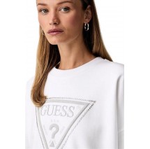 GUESS CN TRIANGLE GLITTER SWEATSHIRT ΜΠΛΟΥΖΑ ΦΟΥΤΕΡ ΓΥΝΑΙΚΕΙΑ WHITE