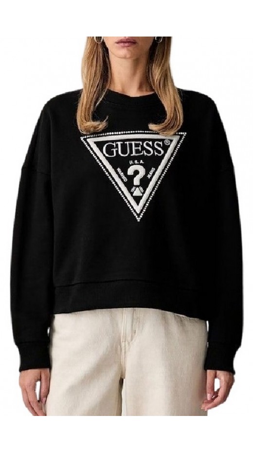 GUESS CN TRIANGLE GLITTER SWEATSHIRT ΜΠΛΟΥΖΑ ΦΟΥΤΕΡ ΓΥΝΑΙΚΕΙΑ BLACK
