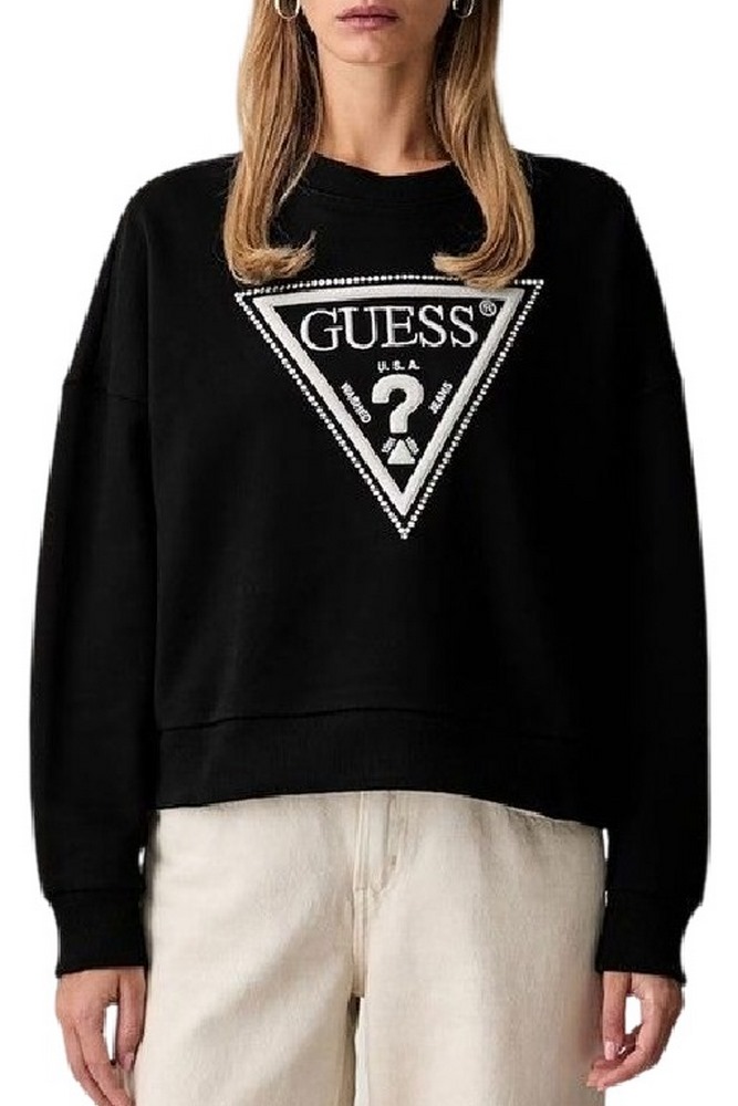 GUESS CN TRIANGLE GLITTER SWEATSHIRT ΜΠΛΟΥΖΑ ΦΟΥΤΕΡ ΓΥΝΑΙΚΕΙΑ BLACK