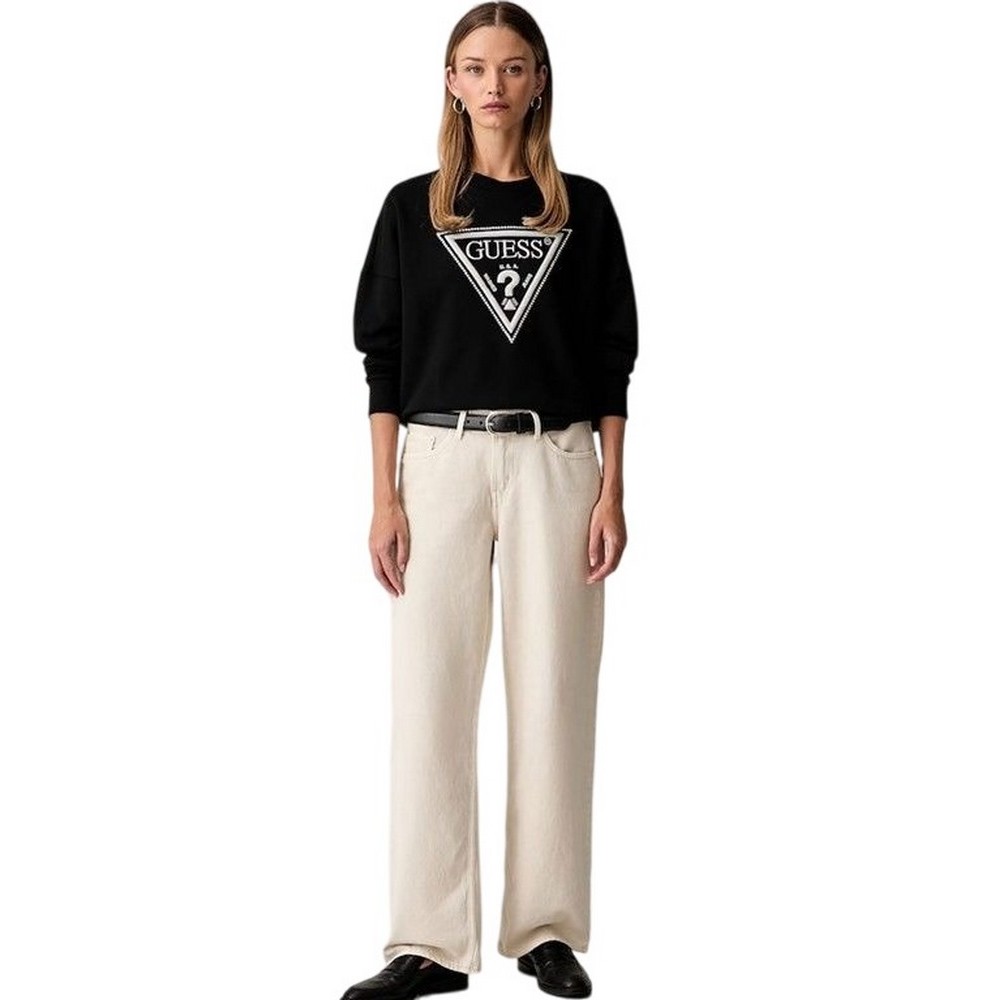 GUESS CN TRIANGLE GLITTER SWEATSHIRT ΜΠΛΟΥΖΑ ΦΟΥΤΕΡ ΓΥΝΑΙΚΕΙΑ BLACK