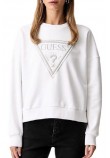 GUESS CN TRIANGLE GLITTER SWEATSHIRT ΜΠΛΟΥΖΑ ΦΟΥΤΕΡ ΓΥΝΑΙΚΕΙΑ WHITE