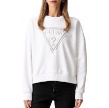 GUESS CN TRIANGLE GLITTER SWEATSHIRT ΜΠΛΟΥΖΑ ΦΟΥΤΕΡ ΓΥΝΑΙΚΕΙΑ WHITE