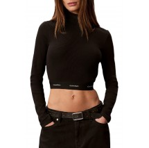 CALVIN KLEIN JEANS LS BABY RIB CROP LOGO TNECK TOP ΓΥΝΑΙΚΕΙΟ BLACK