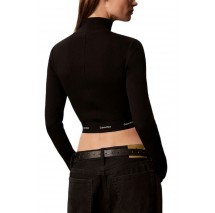 CALVIN KLEIN JEANS LS BABY RIB CROP LOGO TNECK TOP ΓΥΝΑΙΚΕΙΟ BLACK