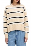 GUESS JEANS LS CN STRIPED SWT GENERATION YARN ΠΛΕΚΤΗ ΜΠΛΟΥΖΑ ΓΥΝΑΙΚΕΙΑ BEIGE