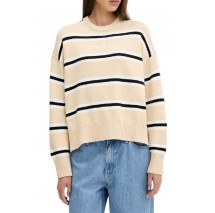 GUESS JEANS LS CN STRIPED SWT GENERATION YARN ΠΛΕΚΤΗ ΜΠΛΟΥΖΑ ΓΥΝΑΙΚΕΙΑ BEIGE