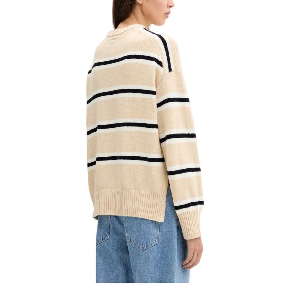 GUESS JEANS LS CN STRIPED SWT GENERATION YARN ΠΛΕΚΤΗ ΜΠΛΟΥΖΑ ΓΥΝΑΙΚΕΙΑ BEIGE