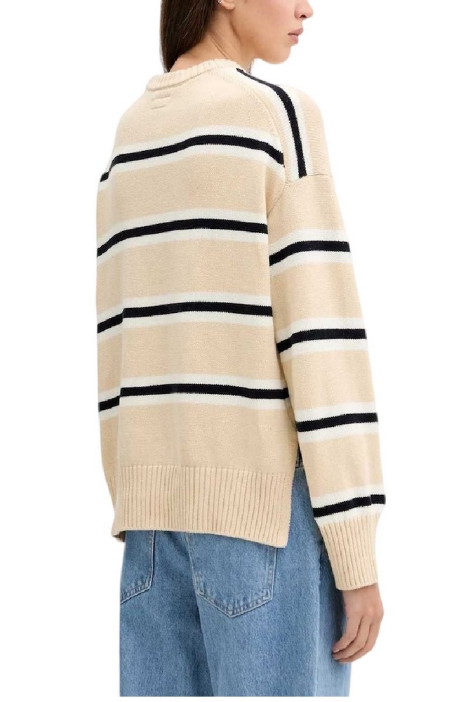 GUESS JEANS LS CN STRIPED SWT GENERATION YARN ΠΛΕΚΤΗ ΜΠΛΟΥΖΑ ΓΥΝΑΙΚΕΙΑ BEIGE