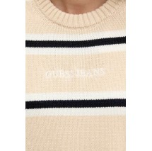 GUESS JEANS LS CN STRIPED SWT GENERATION YARN ΠΛΕΚΤΗ ΜΠΛΟΥΖΑ ΓΥΝΑΙΚΕΙΑ BEIGE