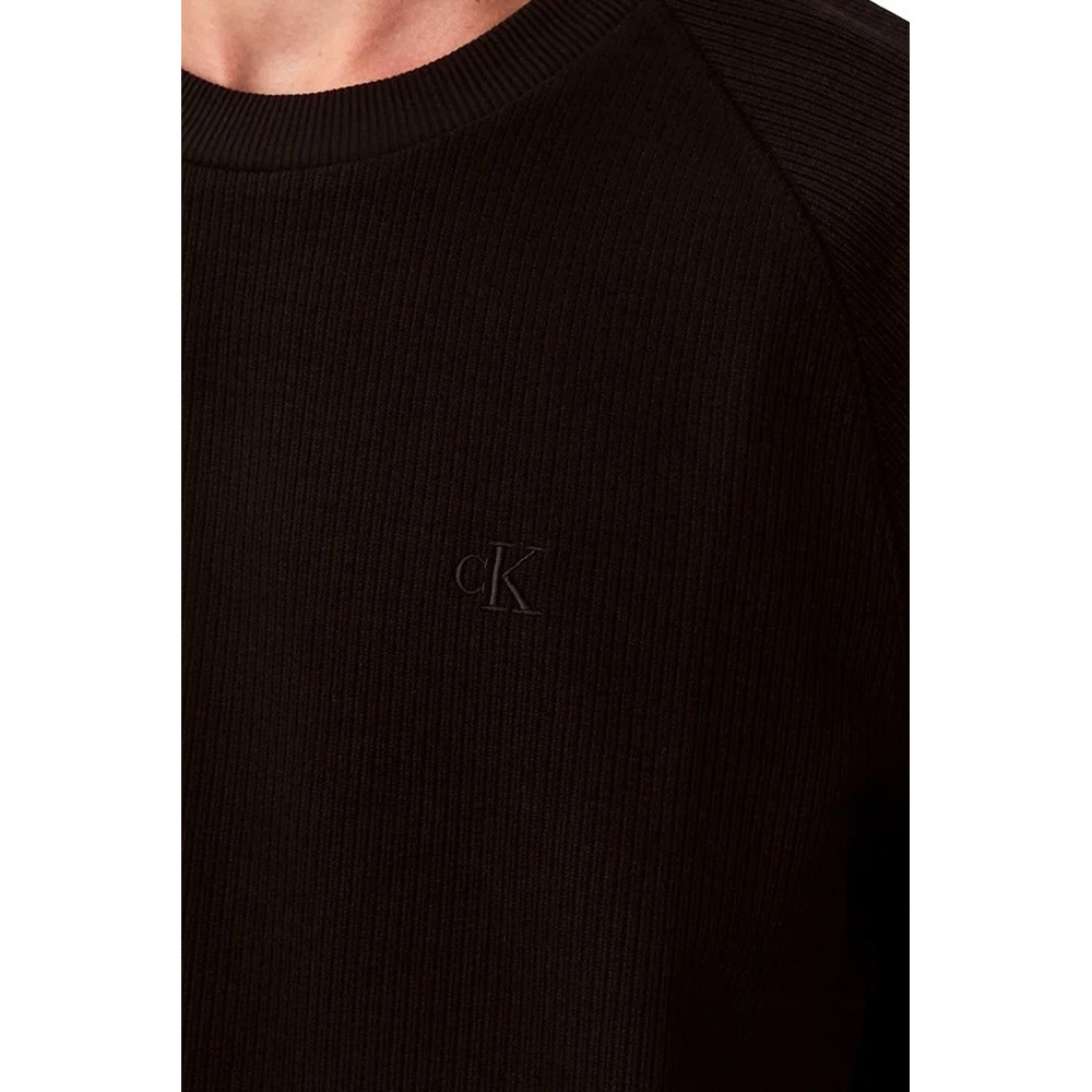 CALVIN KLEIN JEANS COZY FLATBACK RIB SS RELAXED TEE T-SHIRT ΜΠΛΟΥΖΑ ΑΝΔΡΙΚΗ BLACK