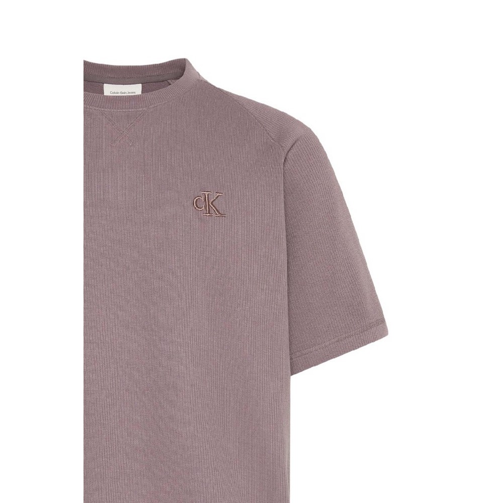 CALVIN KLEIN JEANS COZY FLATBACK RIB SS RELAXED TEE T-SHIRT ΜΠΛΟΥΖΑ ΑΝΔΡΙΚΗ TAUPE