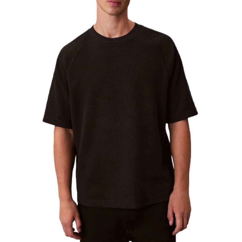 CALVIN KLEIN JEANS COZY FLATBACK RIB SS RELAXED TEE T-SHIRT ΜΠΛΟΥΖΑ ΑΝΔΡΙΚΗ BLACK