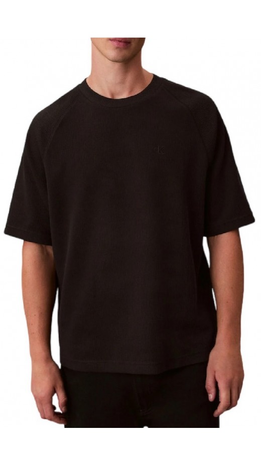 CALVIN KLEIN JEANS COZY FLATBACK RIB SS RELAXED TEE T-SHIRT ΜΠΛΟΥΖΑ ΑΝΔΡΙΚΗ BLACK