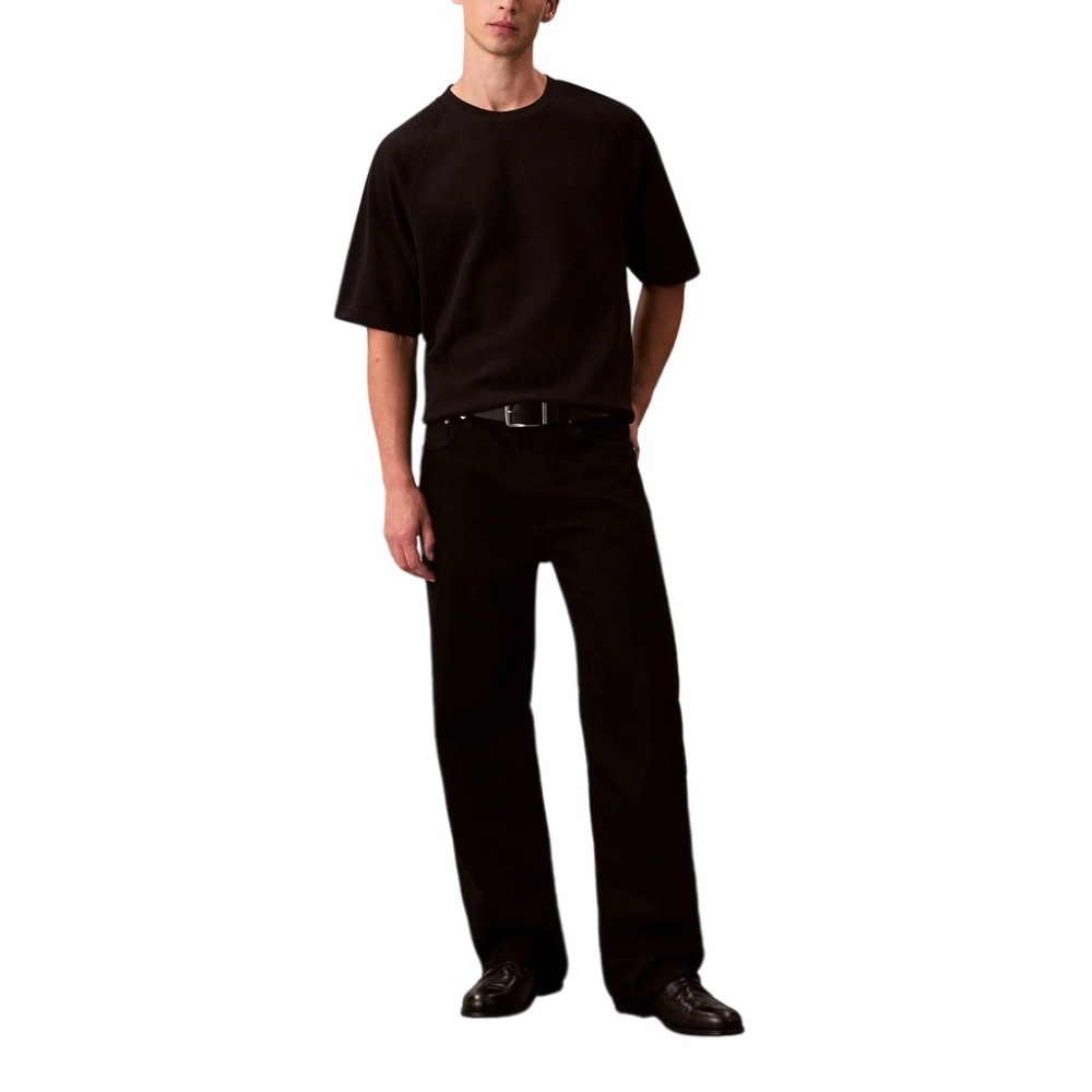 CALVIN KLEIN JEANS COZY FLATBACK RIB SS RELAXED TEE T-SHIRT ΜΠΛΟΥΖΑ ΑΝΔΡΙΚΗ BLACK