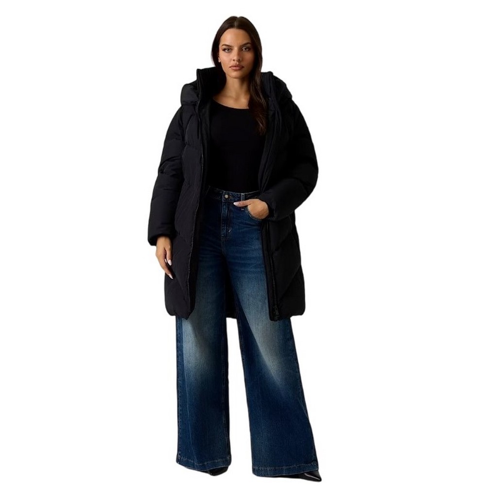 GUESS ELEONOR HOODIE PUFFER ΜΠΟΥΦΑΝ ΓΥΝΑΙΚΕΙΟ BLACK