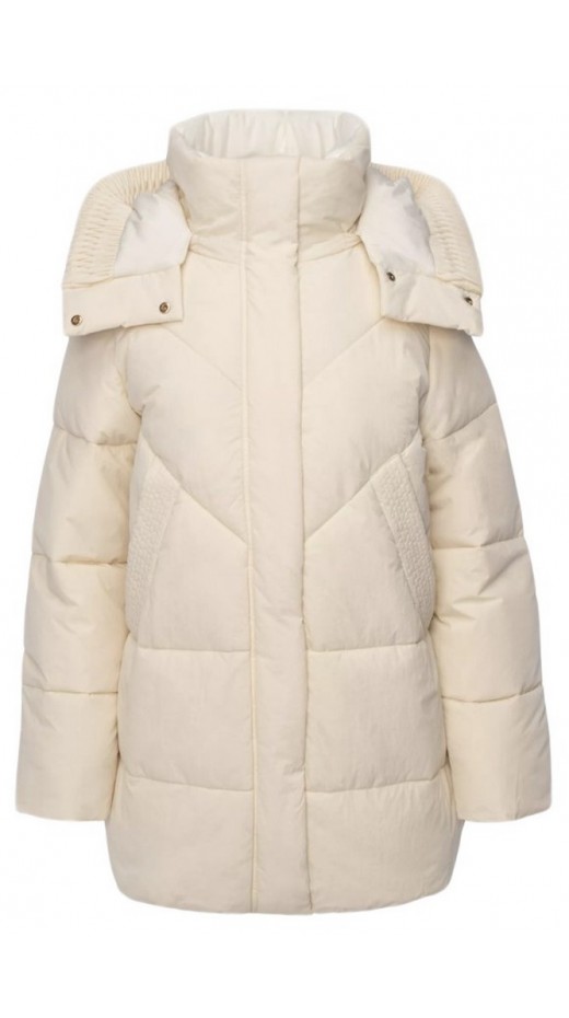 GUESS ELEONOR HOODIE PUFFER ΜΠΟΥΦΑΝ ΓΥΝΑΙΚΕΙΟ OFF WHITE