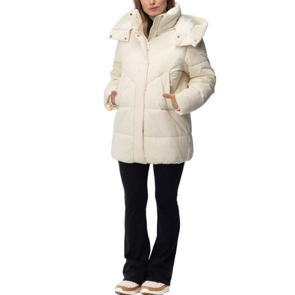 GUESS ELEONOR HOODIE PUFFER ΜΠΟΥΦΑΝ ΓΥΝΑΙΚΕΙΟ OFF WHITE