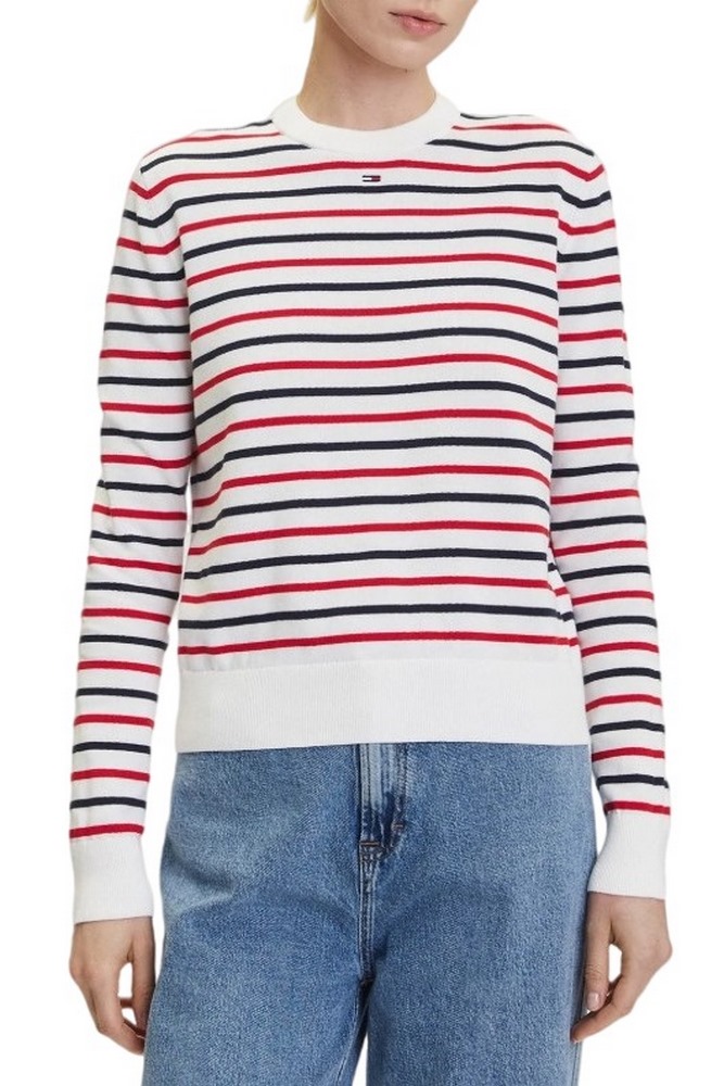 TOMMY JEANS ESSENTIAL CREW SWEATER EXT ΜΠΛΟΥΖΑ ΠΛΕΚΤΗ ΓΥΝΑΙΚΕΙΑ MULTI