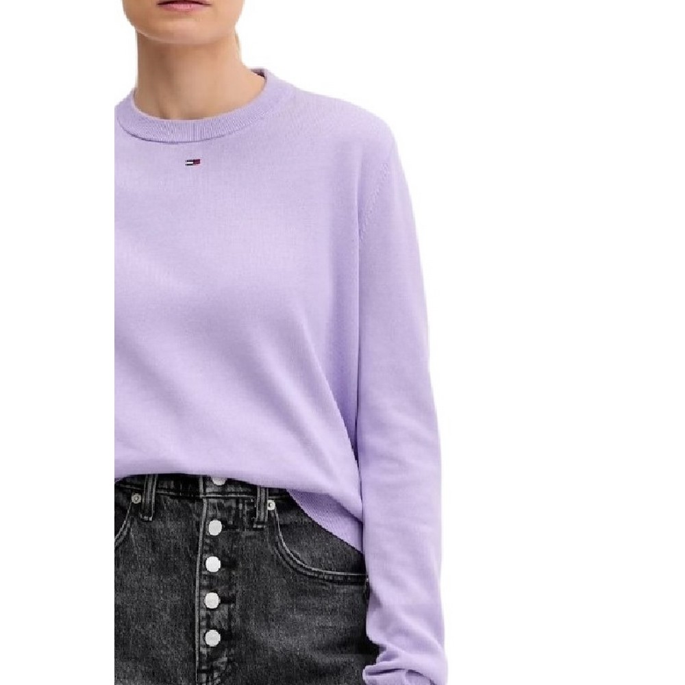 TOMMY JEANS ESSENTIAL CREW SWEATER EXT ΜΠΛΟΥΖΑ ΠΛΕΚΤΗ ΓΥΝΑΙΚΕΙΑ PURPLE