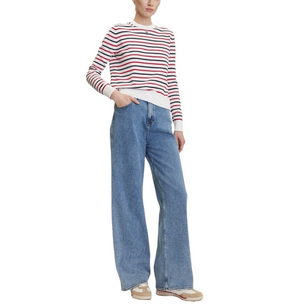 TOMMY JEANS ESSENTIAL CREW SWEATER EXT ΜΠΛΟΥΖΑ ΠΛΕΚΤΗ ΓΥΝΑΙΚΕΙΑ MULTI