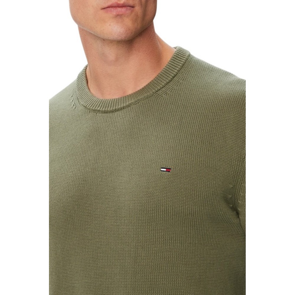 TOMMY JEANS SLIM ESS SWEATER EXT ΜΠΛΟΥΖΑ ΠΛΕΚΤΗ ΑΝΔΡΙΚΗ MILITARY GREEN