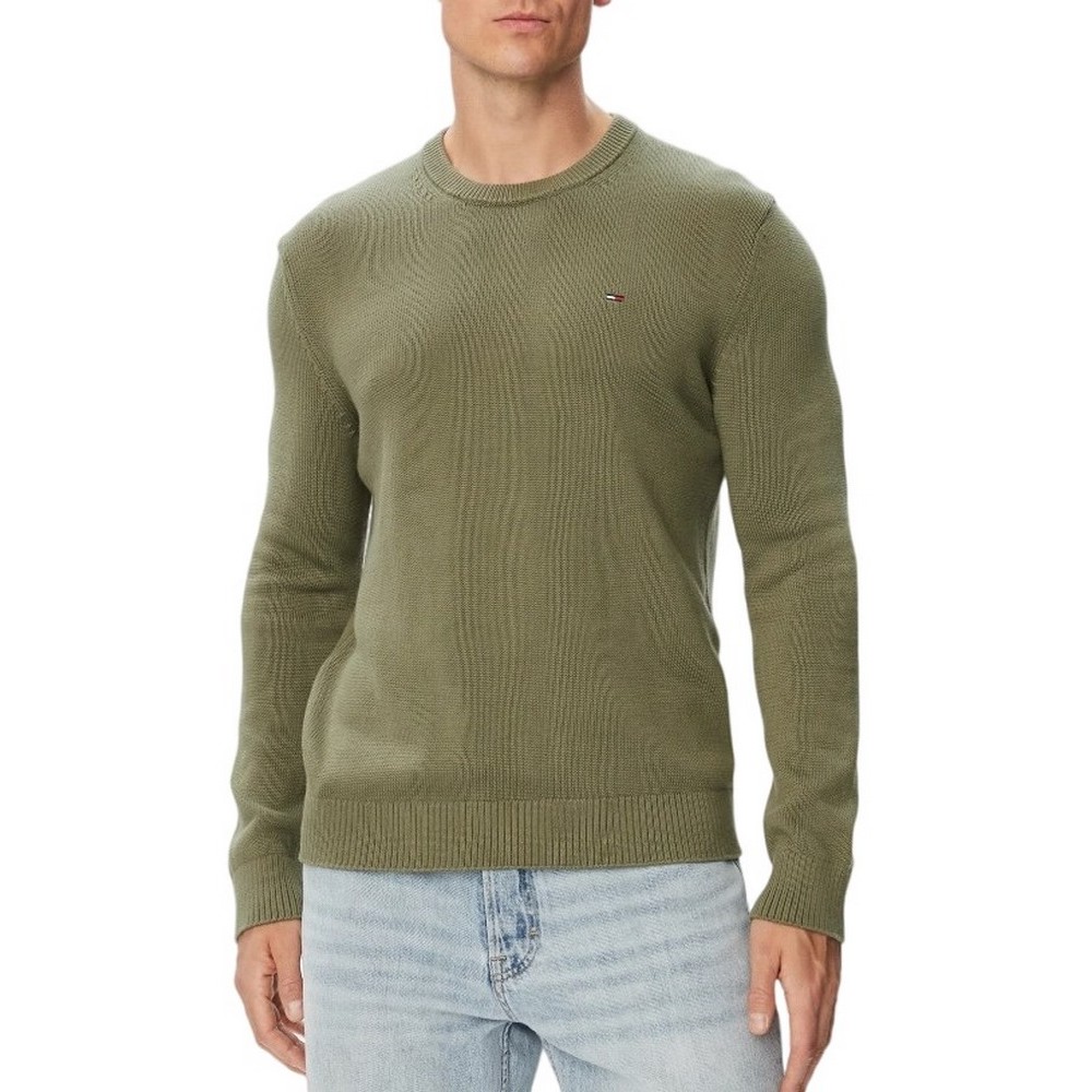TOMMY JEANS SLIM ESS SWEATER EXT ΜΠΛΟΥΖΑ ΠΛΕΚΤΗ ΑΝΔΡΙΚΗ MILITARY GREEN