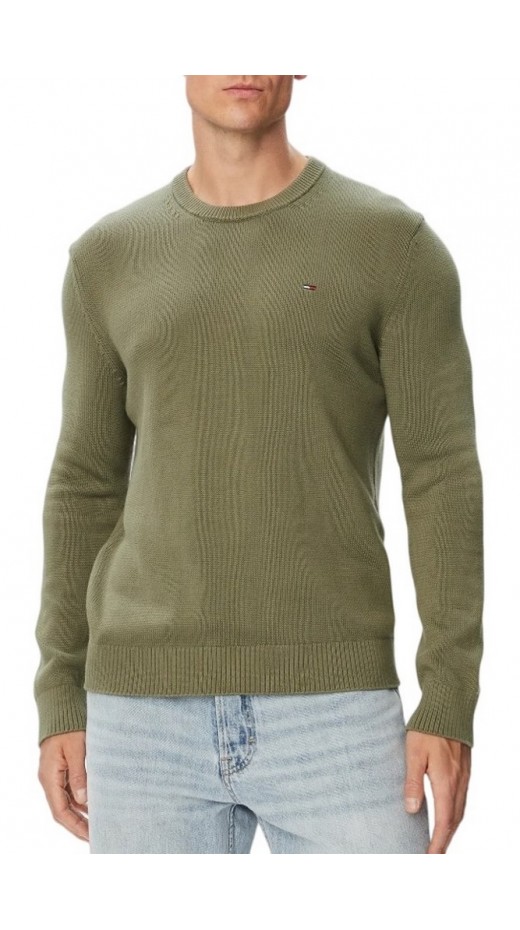 TOMMY JEANS SLIM ESS SWEATER EXT ΜΠΛΟΥΖΑ ΠΛΕΚΤΗ ΑΝΔΡΙΚΗ MILITARY GREEN