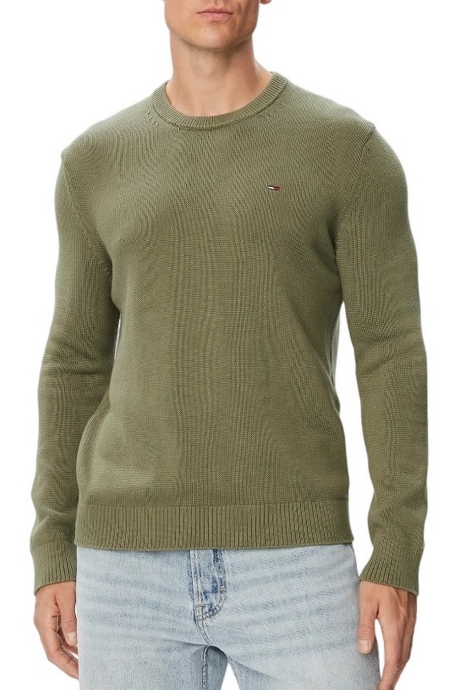 TOMMY JEANS SLIM ESS SWEATER EXT ΜΠΛΟΥΖΑ ΠΛΕΚΤΗ ΑΝΔΡΙΚΗ MILITARY GREEN