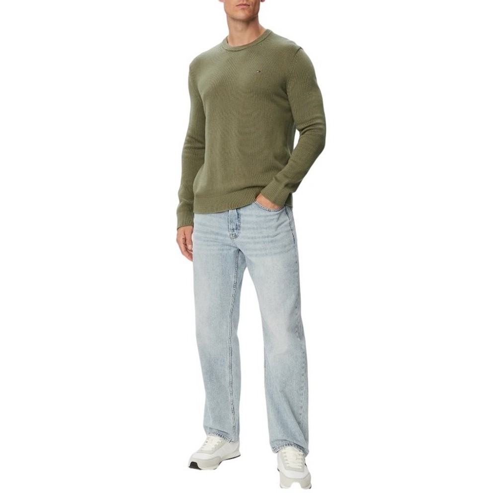 TOMMY JEANS SLIM ESS SWEATER EXT ΜΠΛΟΥΖΑ ΠΛΕΚΤΗ ΑΝΔΡΙΚΗ MILITARY GREEN