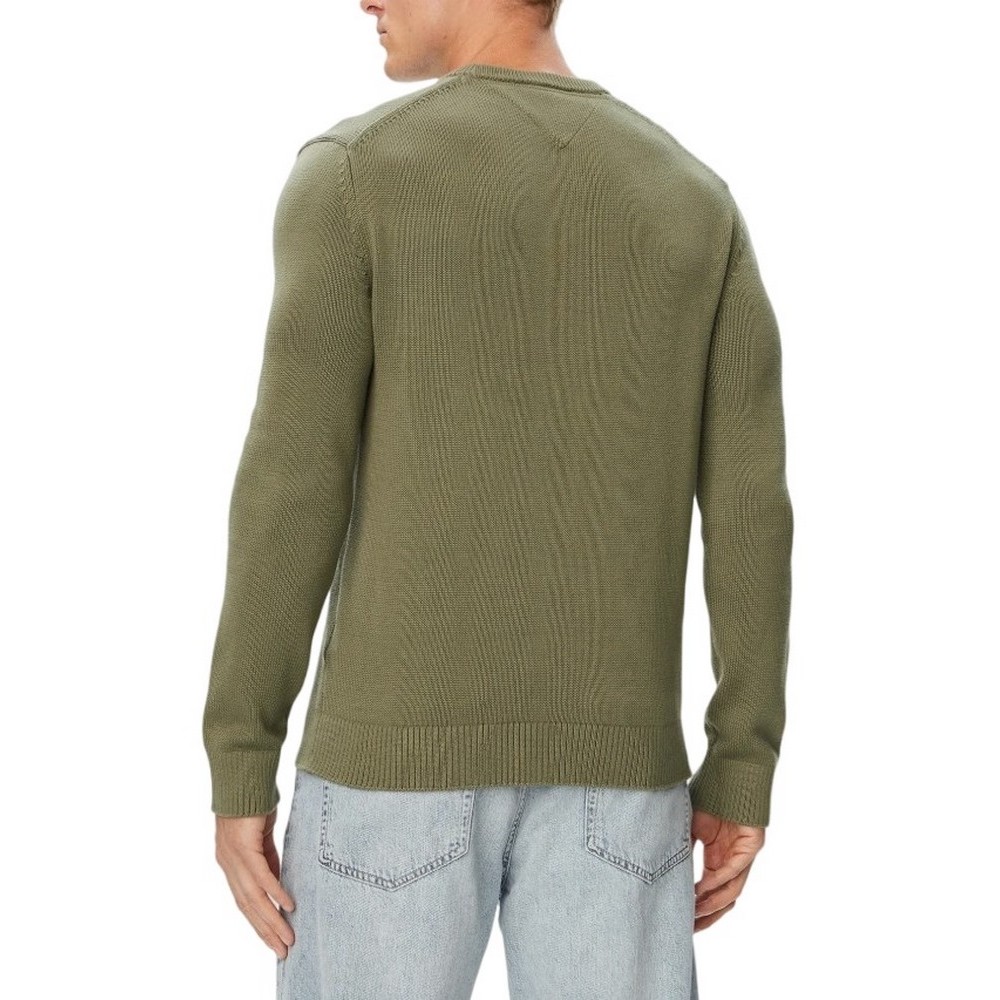 TOMMY JEANS SLIM ESS SWEATER EXT ΜΠΛΟΥΖΑ ΠΛΕΚΤΗ ΑΝΔΡΙΚΗ MILITARY GREEN