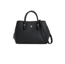 TOMMY HILFIGER TH EMBLEM SATCHEL ΤΣΑΝΤΑ ΓΥΝΑΙΚΕΙΑ BLACK