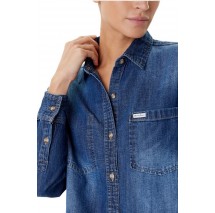 GUESS JEANS CROPPED LS DENIM SHIRT ΠΟΥΚΑΜΙΣΟ ΓΥΝΑΙΚΕΙΟ BLUΕ DENIM