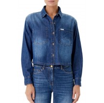 GUESS JEANS CROPPED LS DENIM SHIRT ΠΟΥΚΑΜΙΣΟ ΓΥΝΑΙΚΕΙΟ BLUΕ DENIM