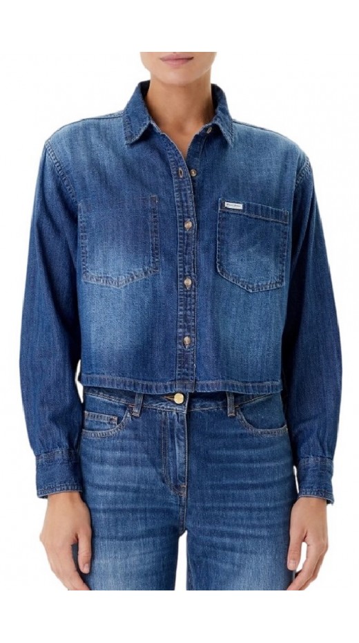 GUESS JEANS CROPPED LS DENIM SHIRT ΠΟΥΚΑΜΙΣΟ ΓΥΝΑΙΚΕΙΟ BLUΕ DENIM