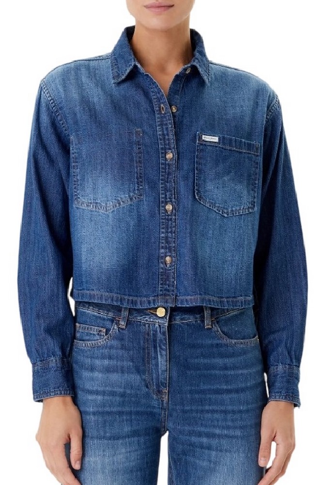 GUESS JEANS CROPPED LS DENIM SHIRT ΠΟΥΚΑΜΙΣΟ ΓΥΝΑΙΚΕΙΟ BLUΕ DENIM