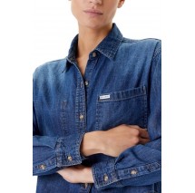 GUESS JEANS CROPPED LS DENIM SHIRT ΠΟΥΚΑΜΙΣΟ ΓΥΝΑΙΚΕΙΟ BLUΕ DENIM