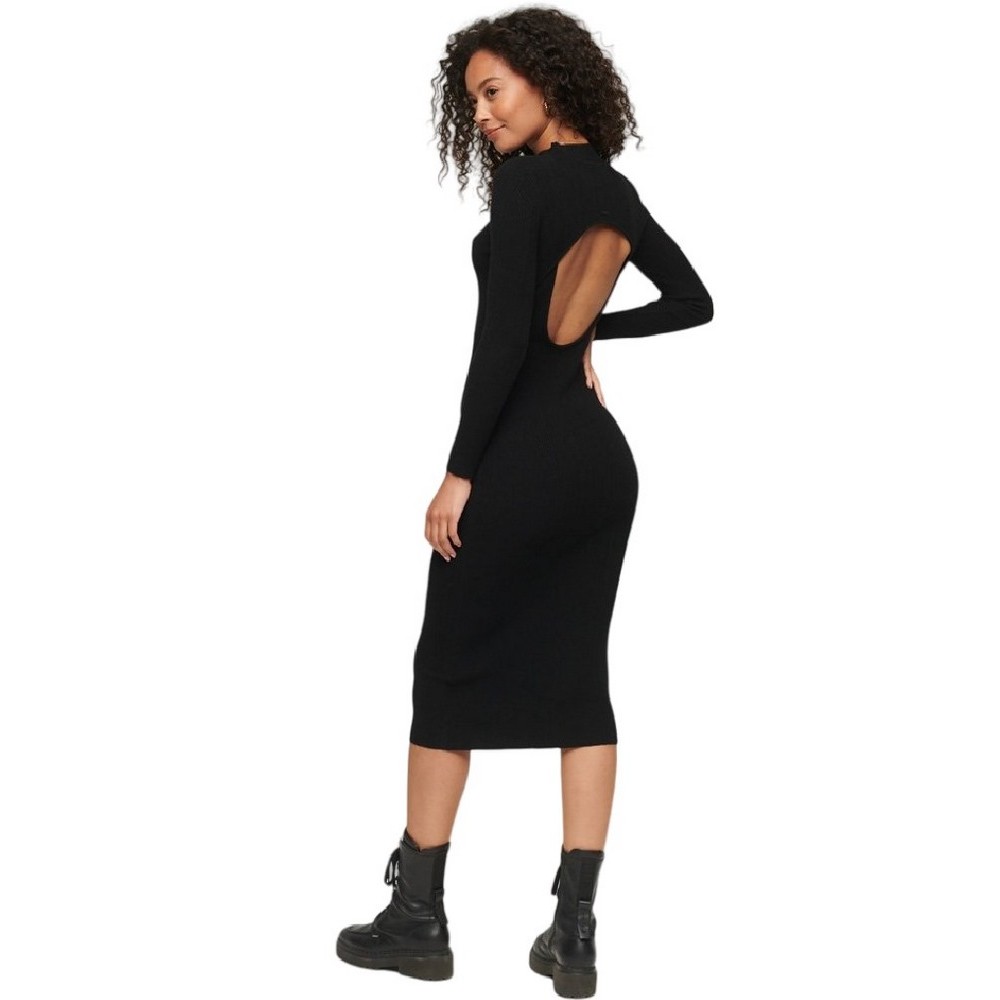 SUPERDRY D2 STUD BACKLESS BODYCON MIDI DRESS ΦΟΡΕΜΑ ΓΥΝΑΙΚΕΙΟ BLACK