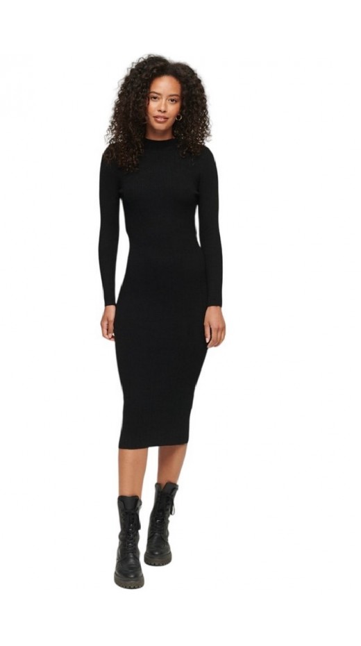 SUPERDRY D2 STUD BACKLESS BODYCON MIDI DRESS ΦΟΡΕΜΑ ΓΥΝΑΙΚΕΙΟ BLACK