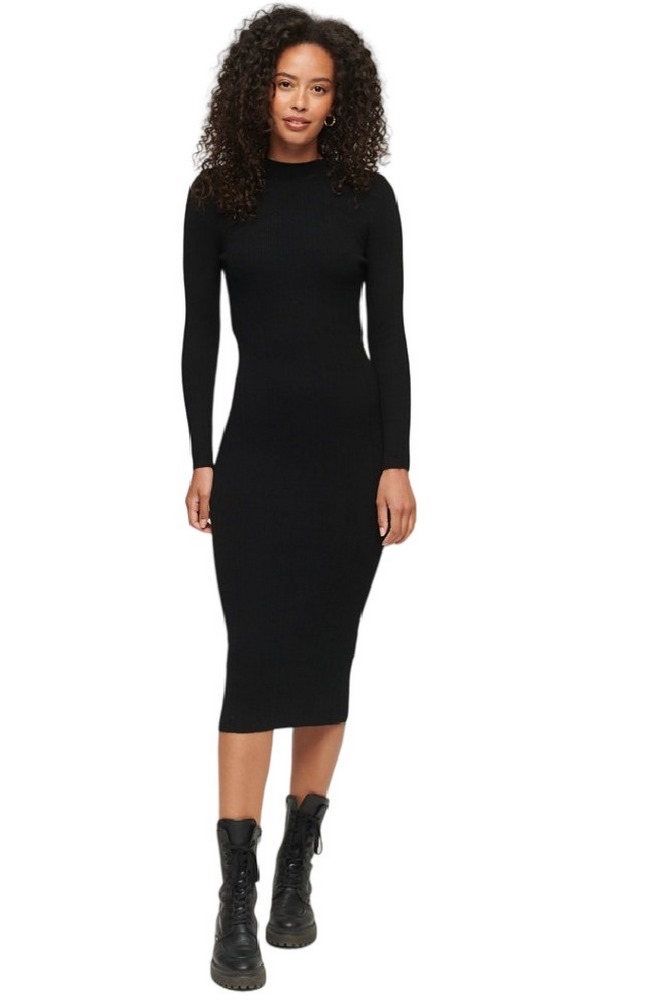 SUPERDRY D2 STUD BACKLESS BODYCON MIDI DRESS ΦΟΡΕΜΑ ΓΥΝΑΙΚΕΙΟ BLACK