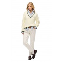 SUPERDRY D2 STUD CRICKET CLUB JUMPER ΜΠΛΟΥΖΑ ΠΛΕΚΤΗ ΓΥΝΑΙΚΕΙΑ OFF WHITE