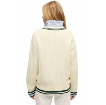 SUPERDRY D2 STUD CRICKET CLUB JUMPER ΜΠΛΟΥΖΑ ΠΛΕΚΤΗ ΓΥΝΑΙΚΕΙΑ OFF WHITE