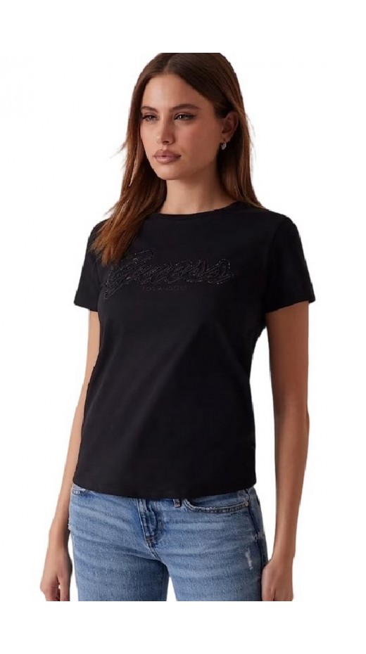 GUESS SS SCRIPT LACE LOGO EASY TEE T-SHIRT ΜΠΛΟΥΖΑ ΓΥΝΑΙΚΕΙΑ BLACK