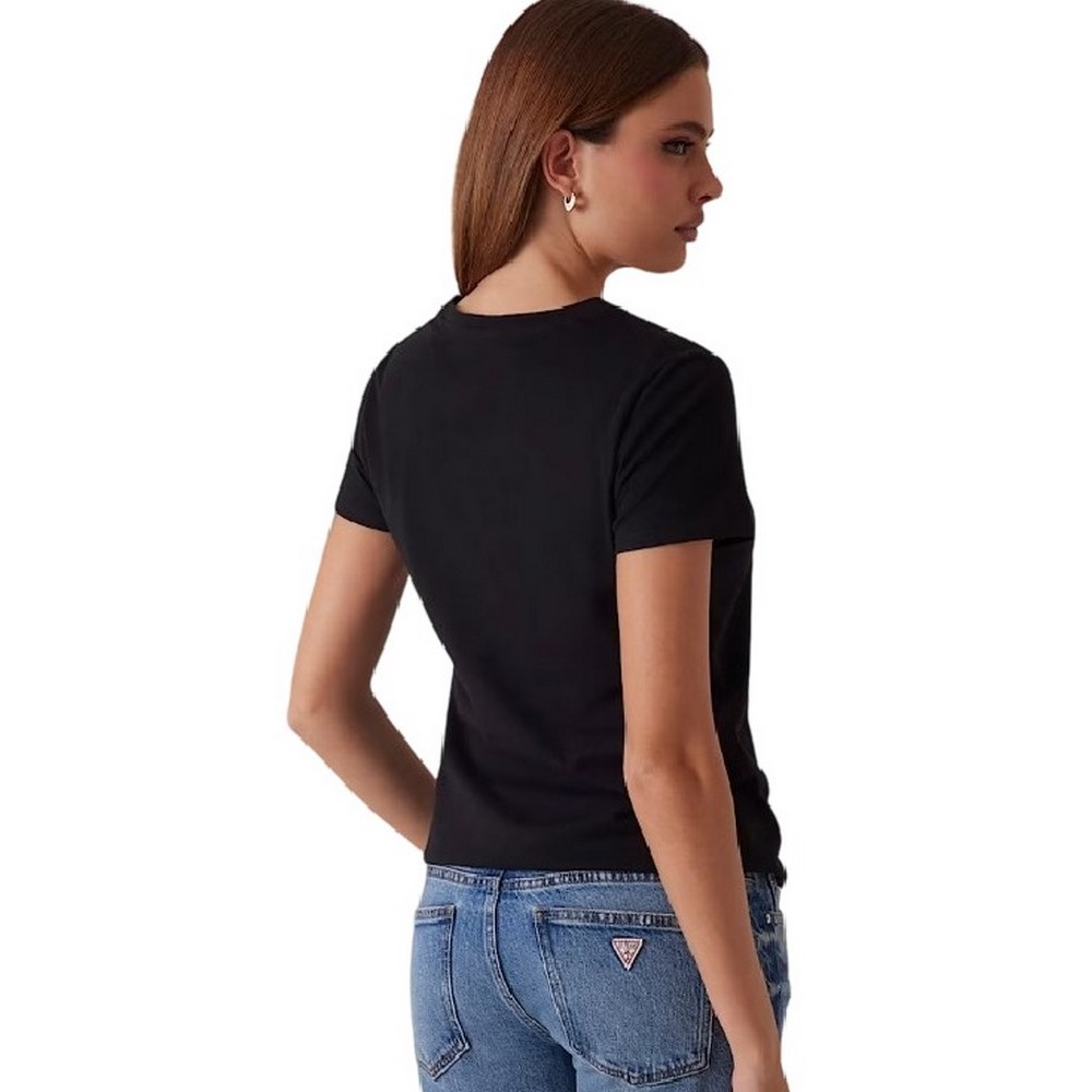 GUESS SS SCRIPT LACE LOGO EASY TEE T-SHIRT ΜΠΛΟΥΖΑ ΓΥΝΑΙΚΕΙΑ BLACK
