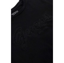 GUESS SS SCRIPT LACE LOGO EASY TEE T-SHIRT ΜΠΛΟΥΖΑ ΓΥΝΑΙΚΕΙΑ BLACK
