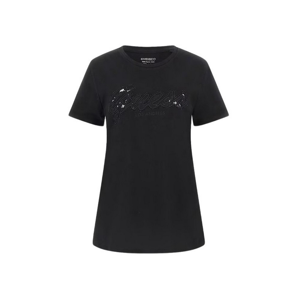 GUESS SS SCRIPT LACE LOGO EASY TEE T-SHIRT ΜΠΛΟΥΖΑ ΓΥΝΑΙΚΕΙΑ BLACK