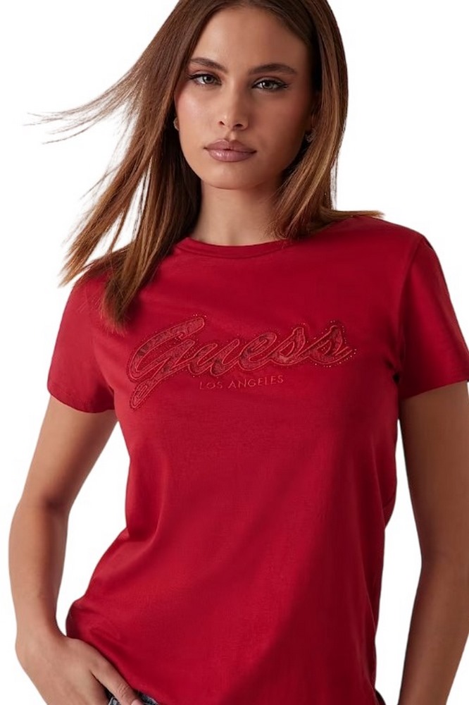 GUESS SS SCRIPT LACE LOGO EASY TEE T-SHIRT ΜΠΛΟΥΖΑ ΓΥΝΑΙΚΕΙΑ RED