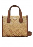GUESS SILVANA 2 COMP MINI TOTE ΤΣΑΝΤΑ ΓΥΝΑΙΚΕΙΑ COGNAC