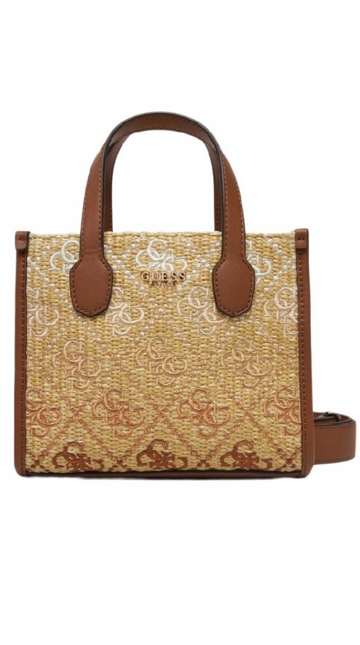 GUESS SILVANA 2 COMP MINI TOTE ΤΣΑΝΤΑ ΓΥΝΑΙΚΕΙΑ COGNAC